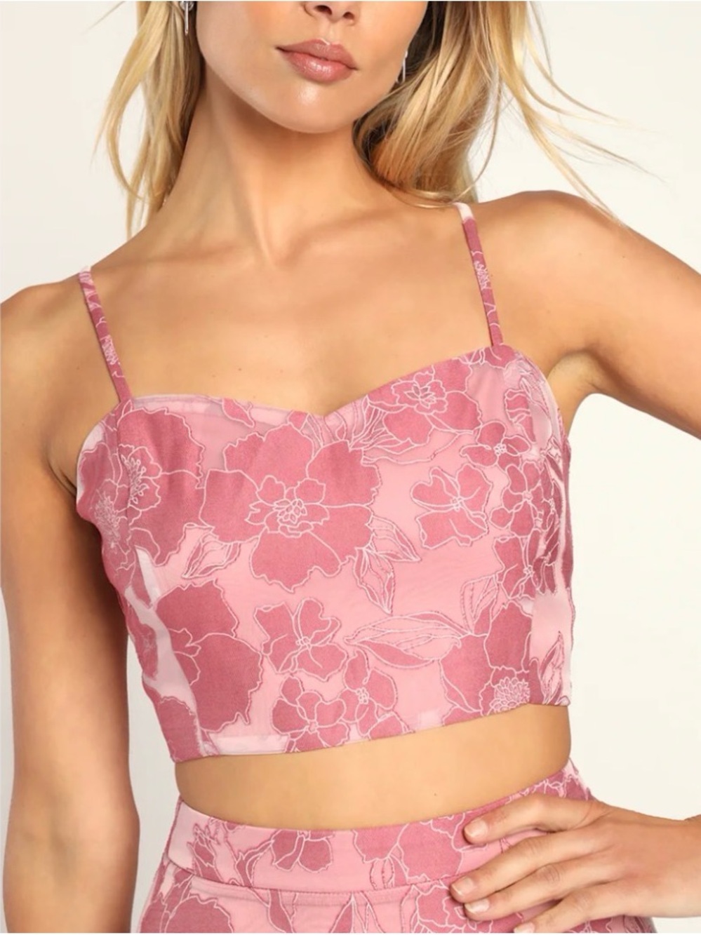 Lulu's Mauve Pink Burnout Floral Two-Piece Dress Set - Picture 3 of 6